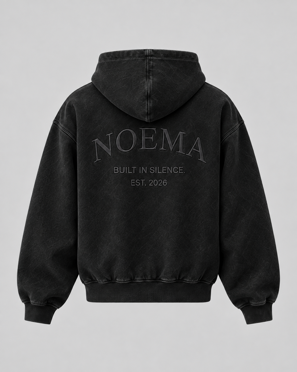 NOEMA 07 Built In Silence Zip Hoodie Washed Black Back