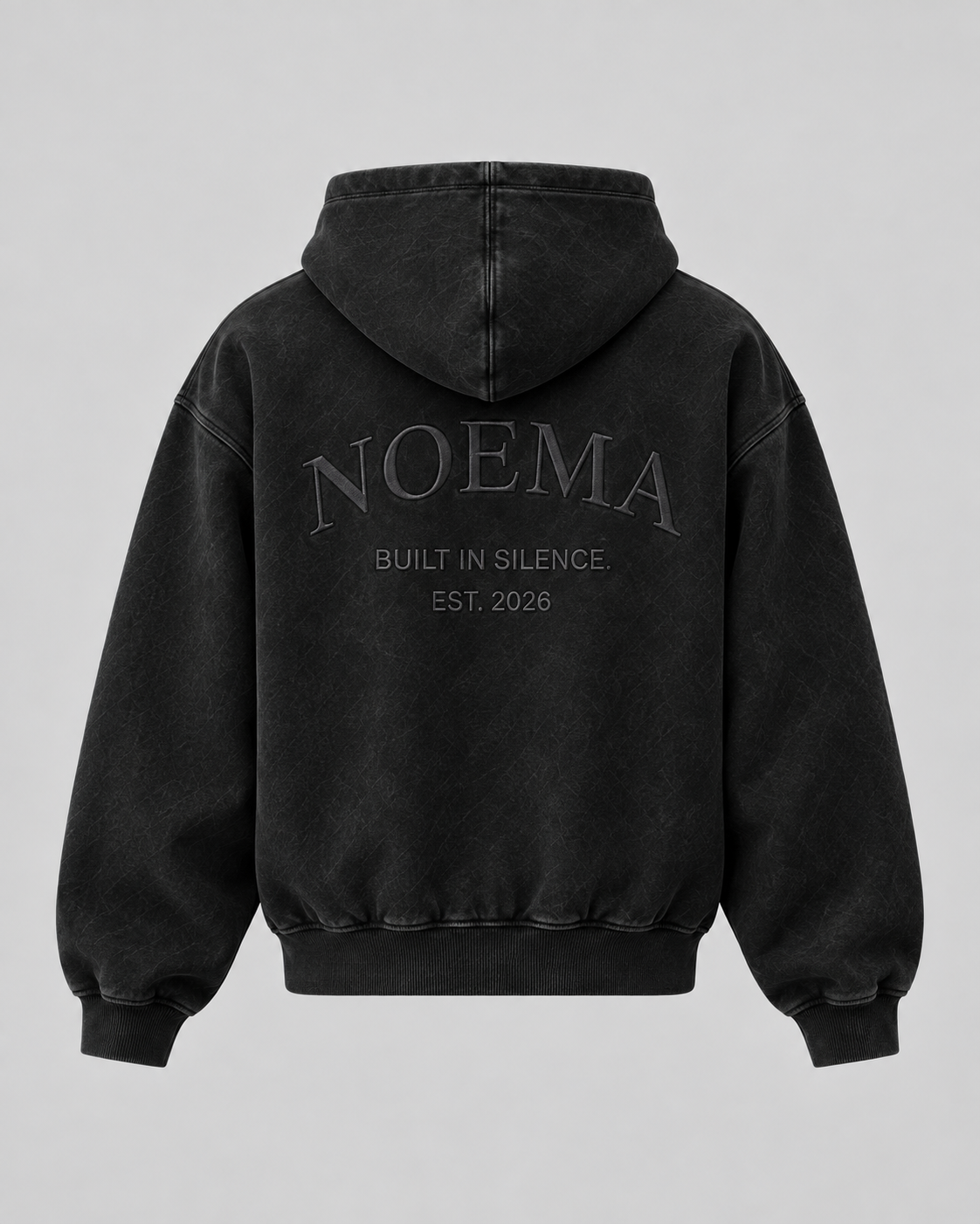 NOEMA 07 Built In Silence Zip Hoodie Washed Black Back