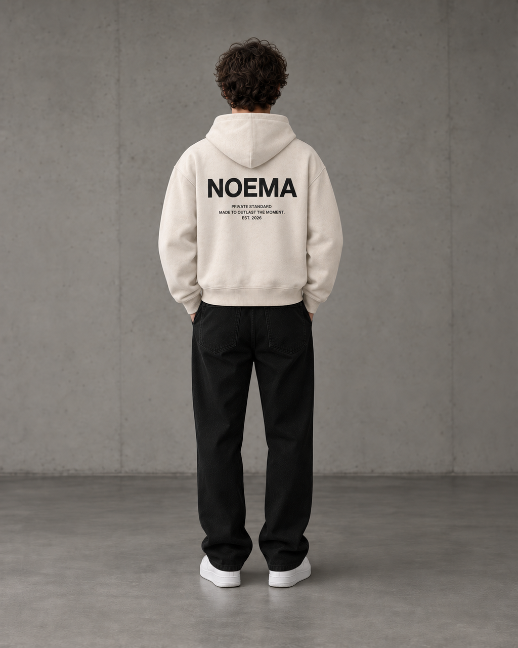 NOEMA 08 Private Standard Zip Hoodie Cream Model Back