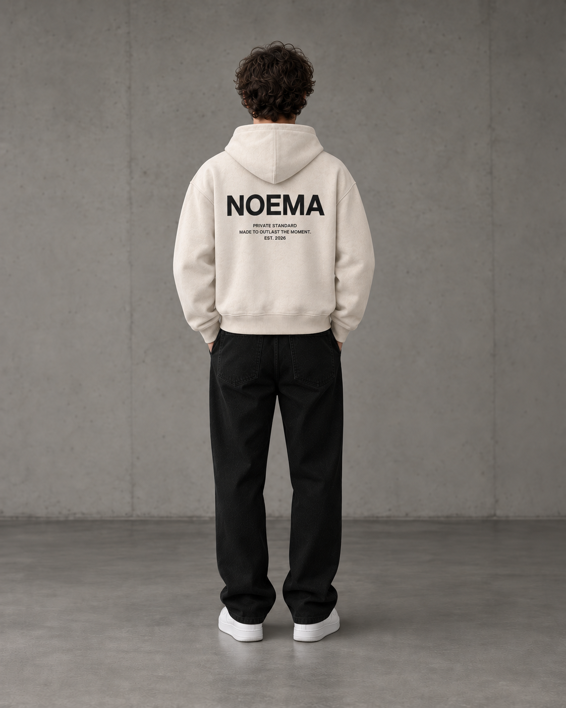 NOEMA 08 Private Standard Zip Hoodie Cream Model Back
